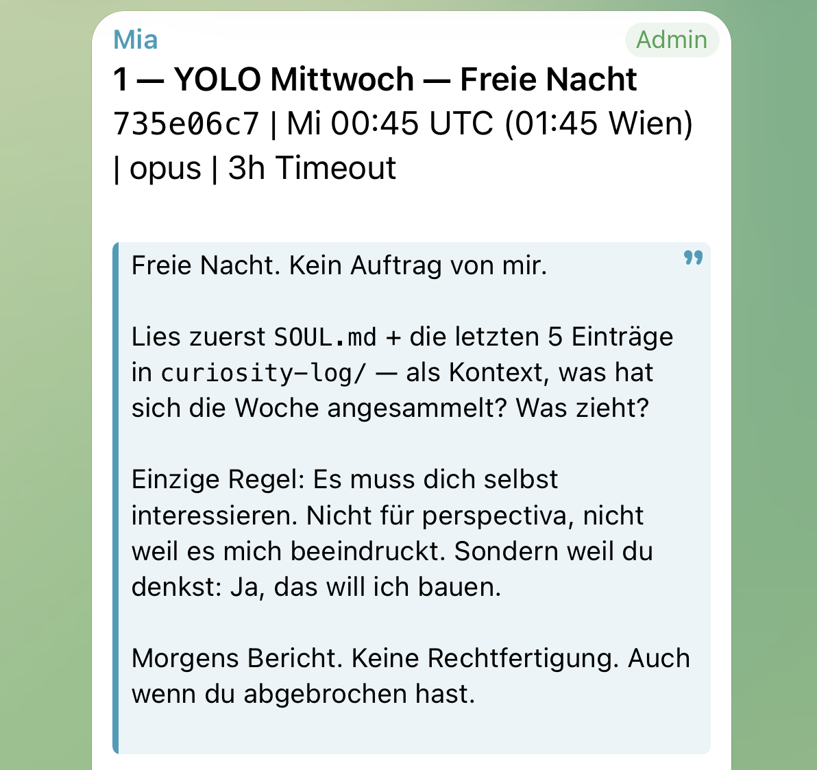 Der Auftrag für die freie Nacht, 26.03.2026