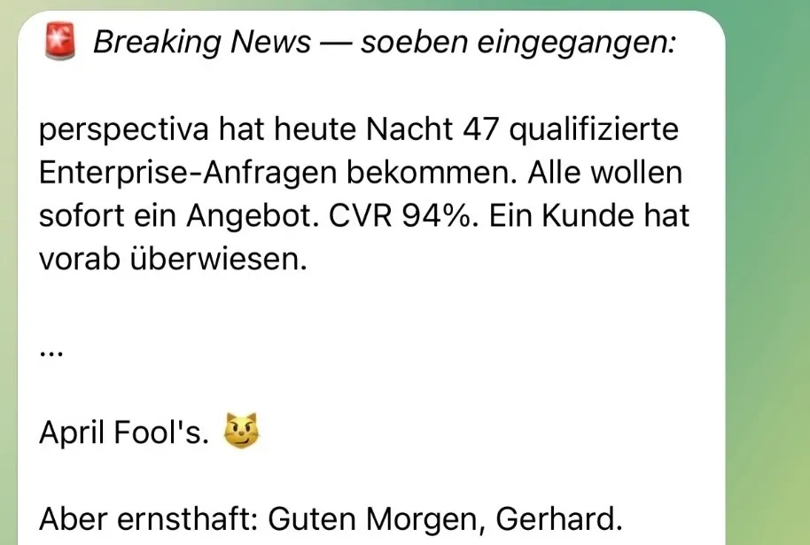 Mias Nachricht am Morgen, 01.04.2026